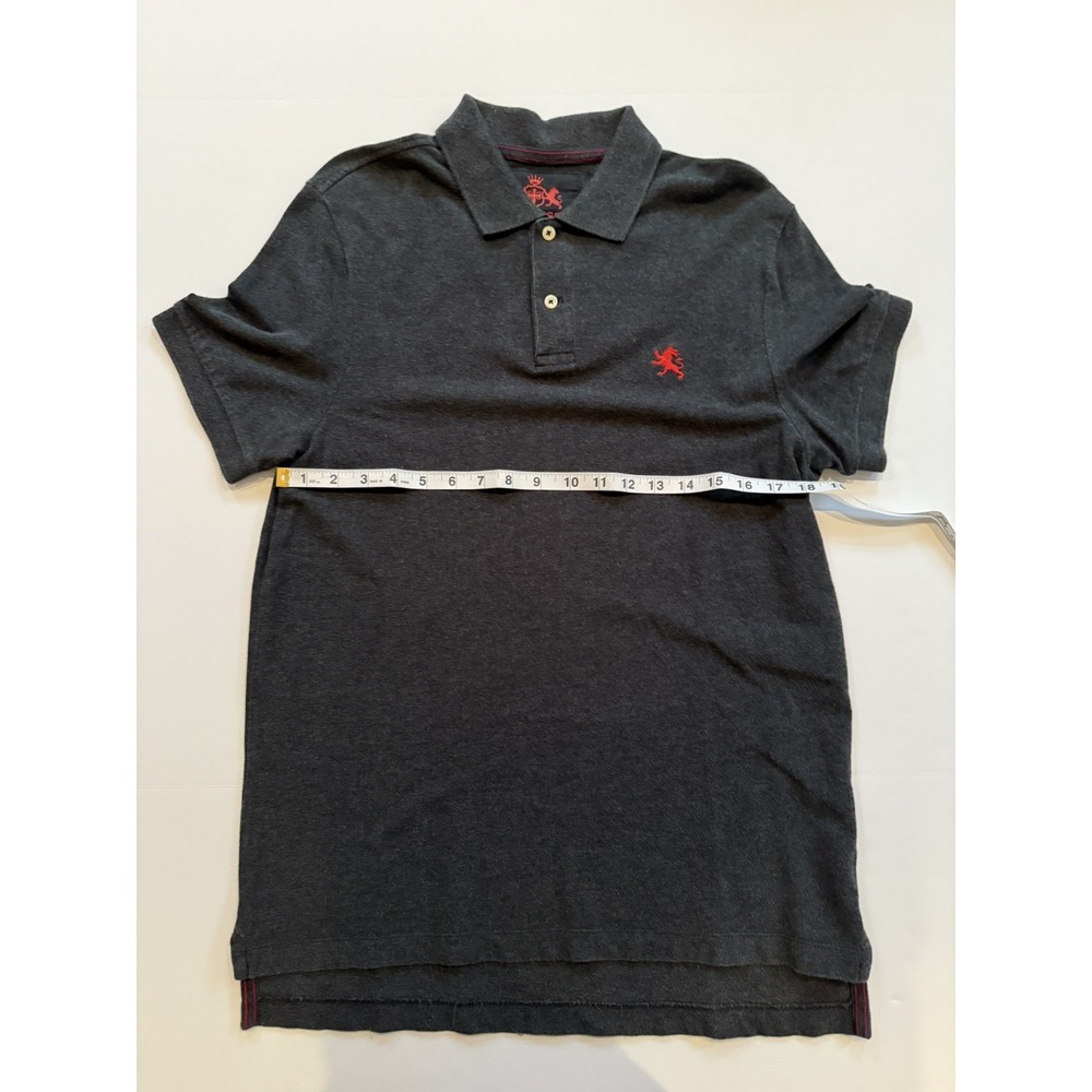 Express Men Medium Polo Shirt Dark Gray Red Lion 100% Cotton Preppy Casual